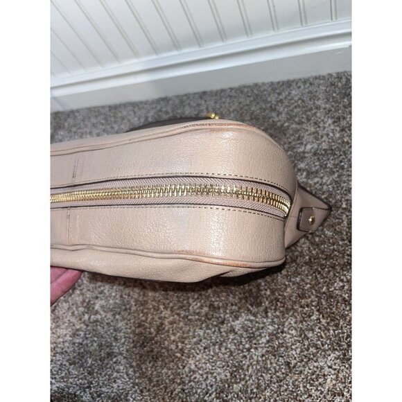 Dkny Leather Expandable  taupe  shoulder bag with turquoise blue wallet - Picture 7 of 10